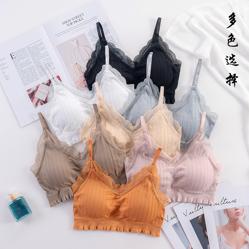 Bralette Triangle Set - 3D セクシーなランジェリーシームレススポーツブラ U タイプ背中の開いたストラップレストップブラジャープッシュアップ Bralette ブラジャー女性下着レース女の子ブラジャー