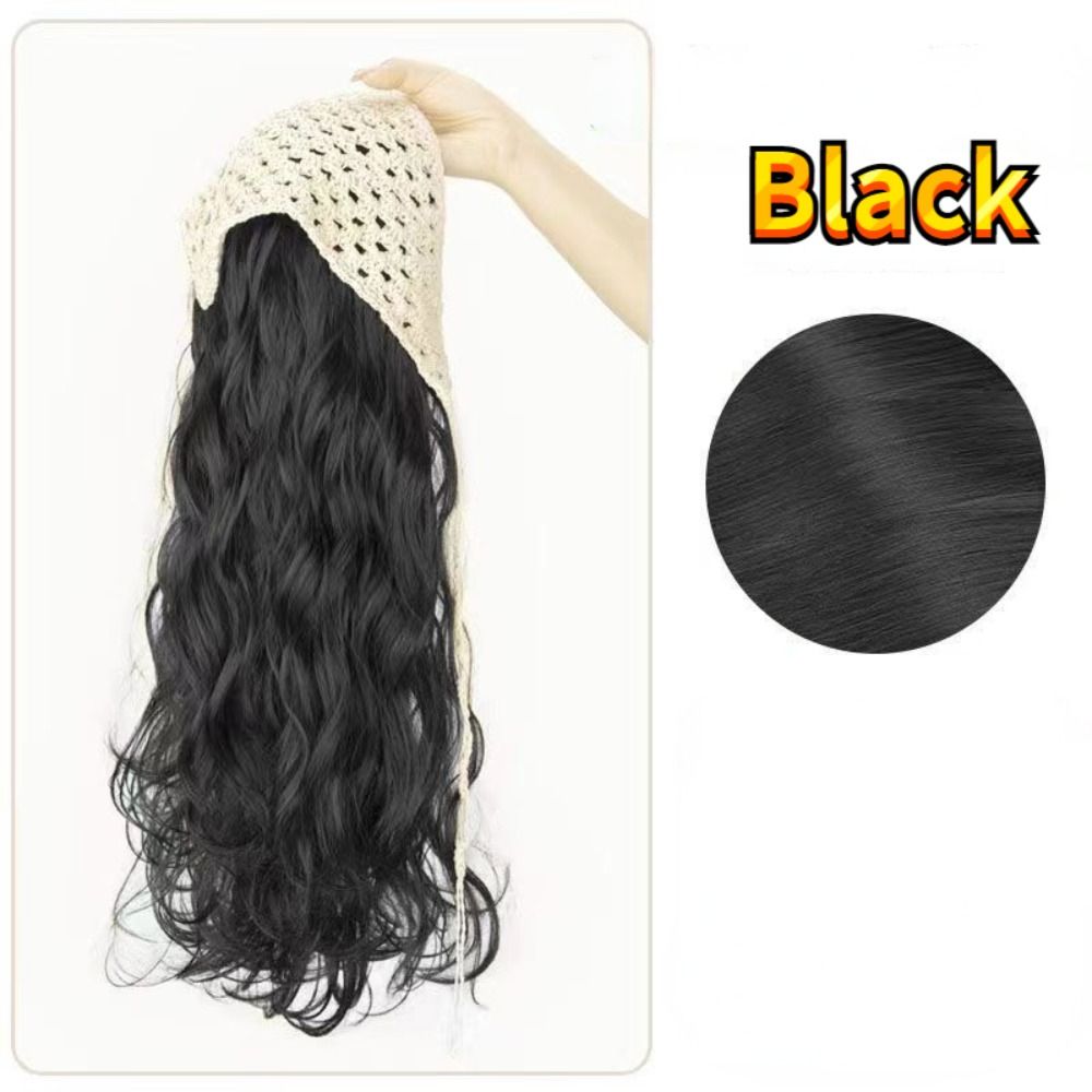 Headband Summer Knit - ファッション65CMウィッグ三角ヘッドスカーフ中空ホットセール一体型ウィッグヘッドバンドニットファームハウススタイル女性用カーリーヘア