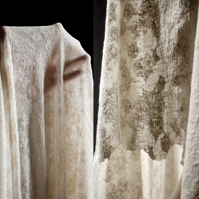 Linen Dress Wrap - アンティーク調の質感のあるコットンリネンニット生地伸縮性のあるドレープ性のある通気性のあるショールラップドレスDIY縫製アクセサリー