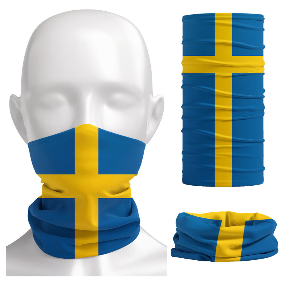 Headband Summer Knit - スウェーデン国旗プリントバンダナヘッドウェアライディングバラクラバスウェーデンネックゲイターユニセックスサイクリング防塵スカーフハイキングフェイスカバー