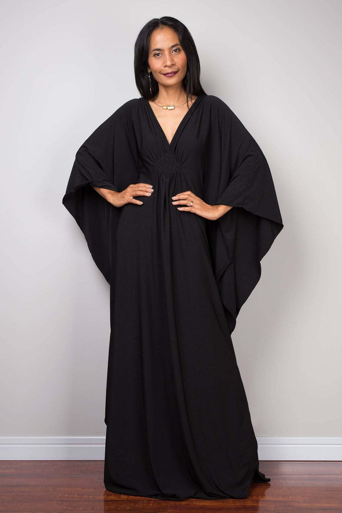 Cover Up Kaftan - 女性用無地カバーアップVネックバットウィングスリーブプラスサイズビーチカフタンドレスバットウィングスリーブカフタンラウンジウェア