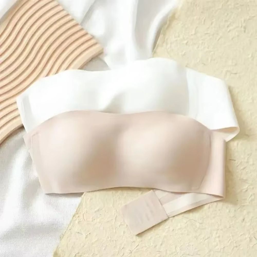 Bralette Triangle Set - ソリッドカラーのストラップレスラップブラジャー目に見えないノンスリッププッシュアップ Bralette 非鋼リング薄型女性下着結婚式