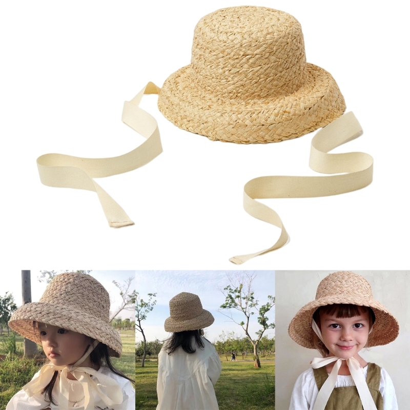 Hat Floppy Wide - 女の子のための手織りの麦わら帽子,広いつばの広いビーチキャップ,休暇の帽子qx2d
