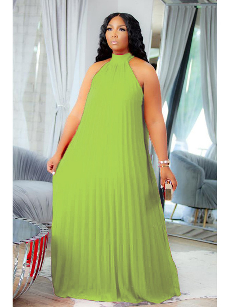 Maxi Dress Halter - Wmstar-ラージサイズの女性用ロングドレス,ノースリーブ,ストライプ,ホルター,透かし彫り,成形,マキシ,卸売