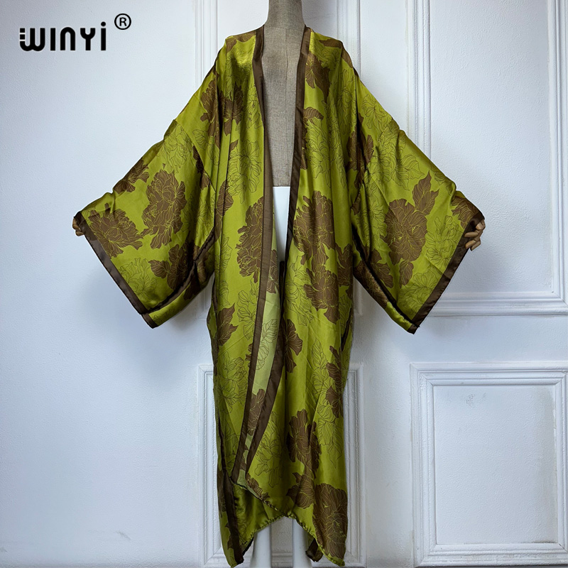 Cover Up Kaftan - Winyi-女性のボヘミアンプリント着物,カーディガン,ビーチウェア,カフタン,マキシコート