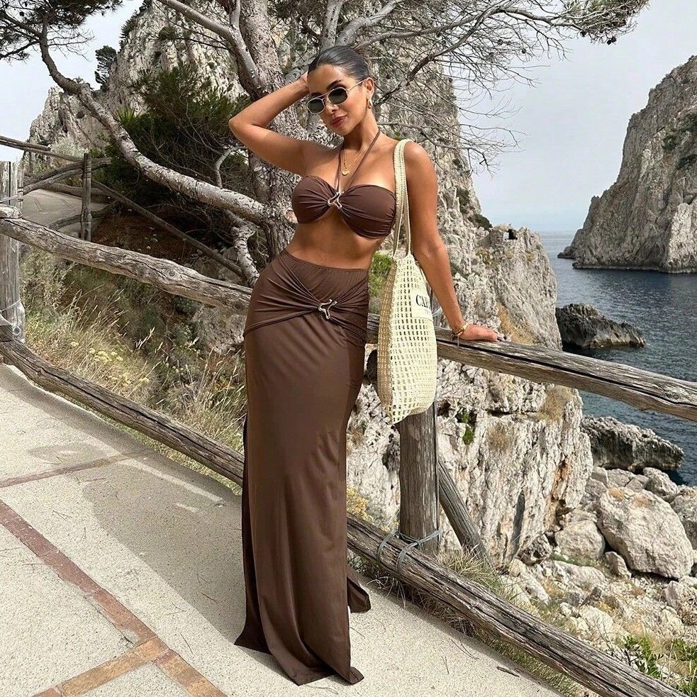 Swimsuit Bikini Ruched - 女性用ノースリーブタンキニビキニ、ホルターネック、ハイウエスト、ツーピース水着、ルーシュド・ラップフロント、ソリッドカラーのボトム付き水着セット