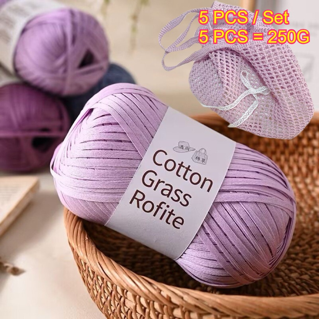 Crochet Bag Raffia - 5個入り 250g ラフィアペーパーロープ編み糸 手編み 夏帽子 バッグ