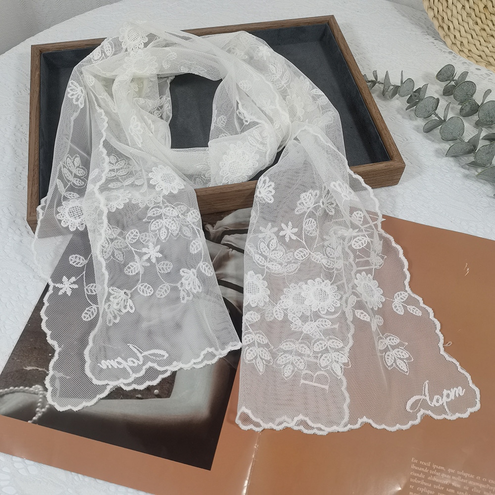 Headband Summer Knit - レースひまわりシルクスカーフ妖精気質ヘッドバンド夏薄型多用途多目的レースアップスカーフリボントレンドスカーフ