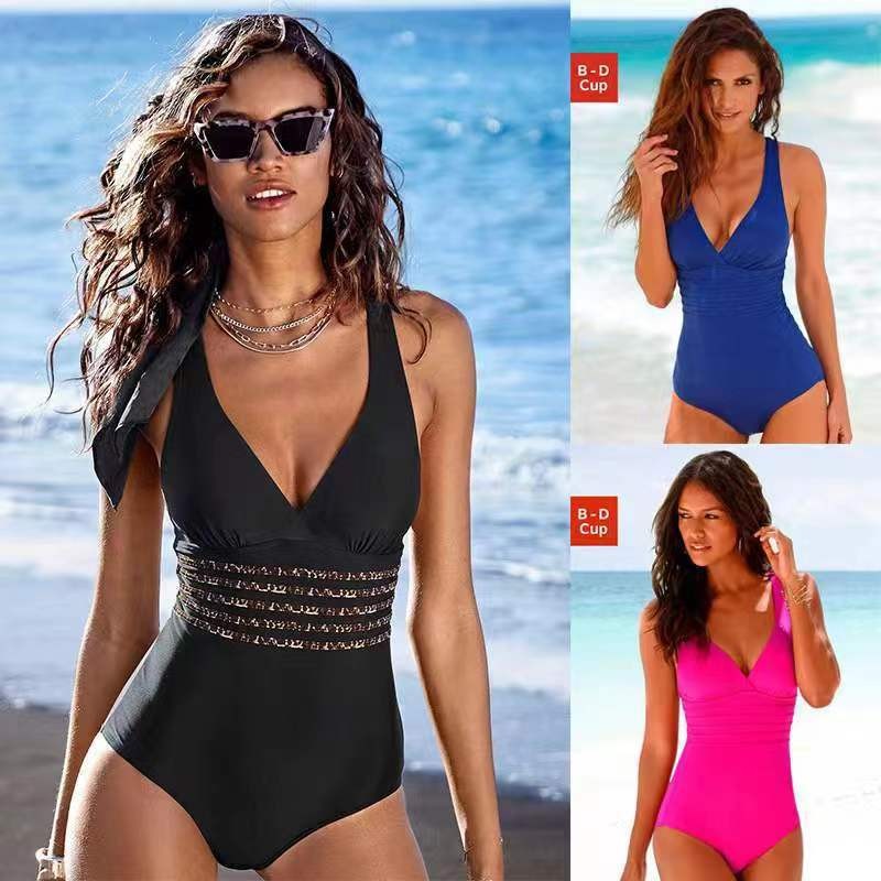 女性用水着 タンキニ ソリッドカラー クロスバック水着 Vネ - Swimsuit Bikini Ruched のレビューと価格