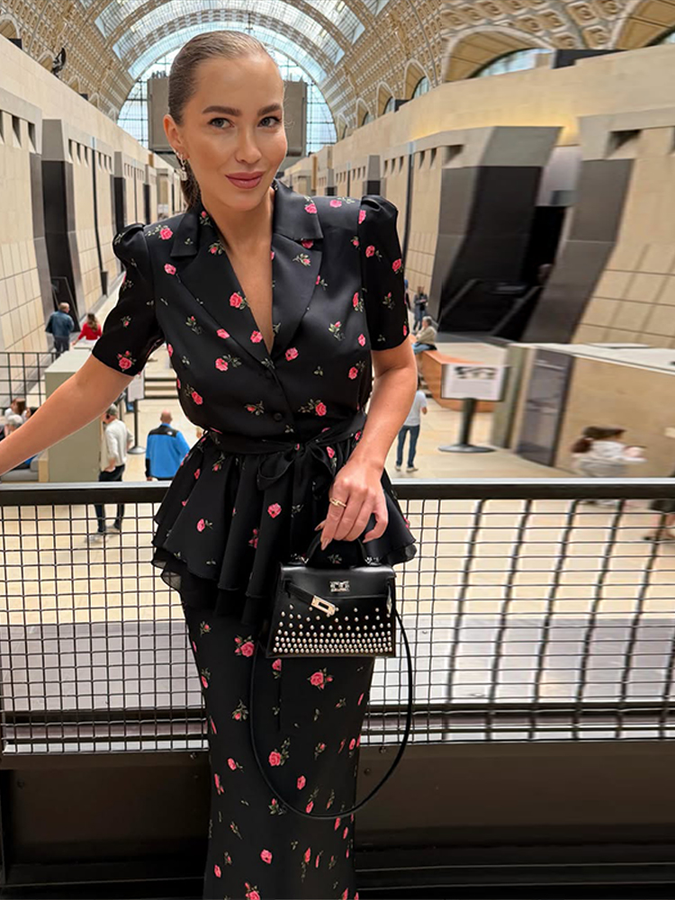 花柄ブレザーコートスカートセット レディース エレガント ラ - Midi Skirt Floral のレビューと価格