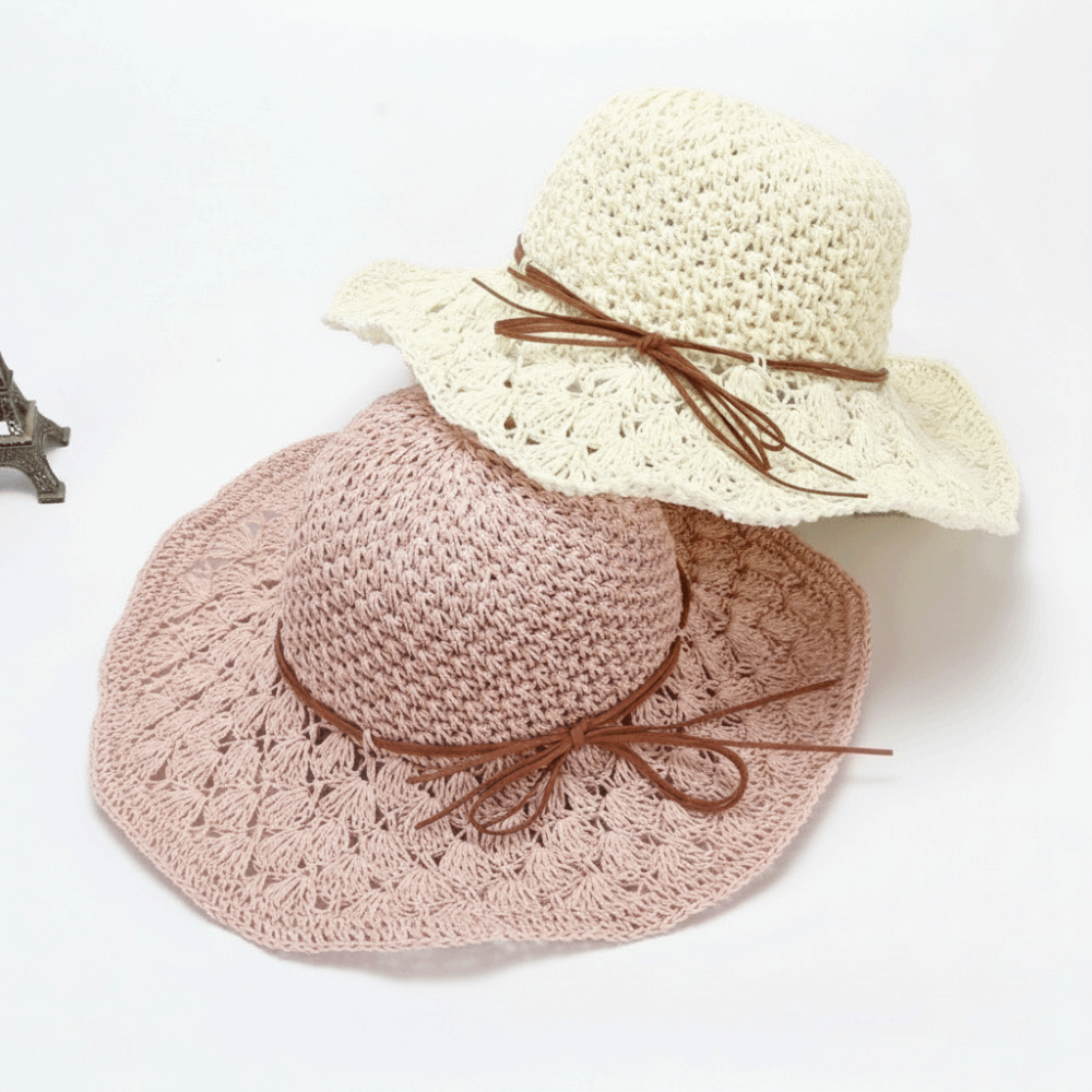 手編みかぎ針編み麦わら帽子つば広折りたたみ式麦わら帽子UV保 - Hat Floppy Wide のレビューと価格