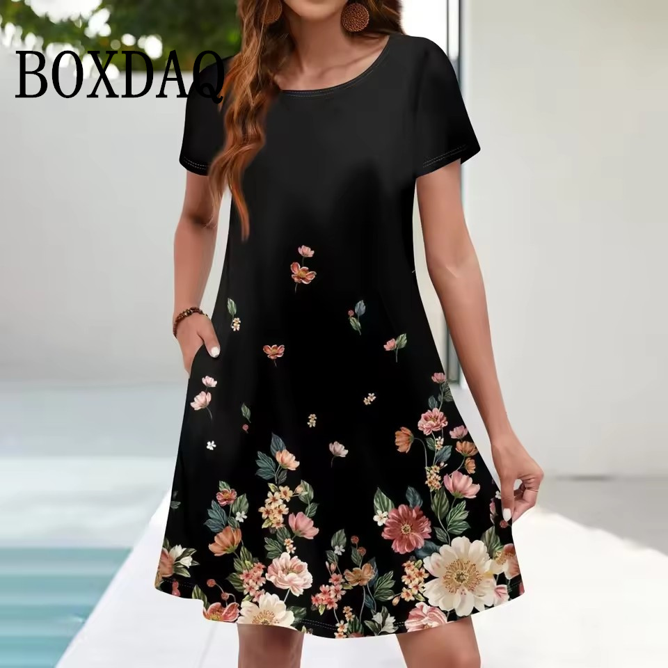 女性用半袖フローラルドレス,十分なポケット,自由奔放に生きる - Romper Floral Print のレビューと価格
