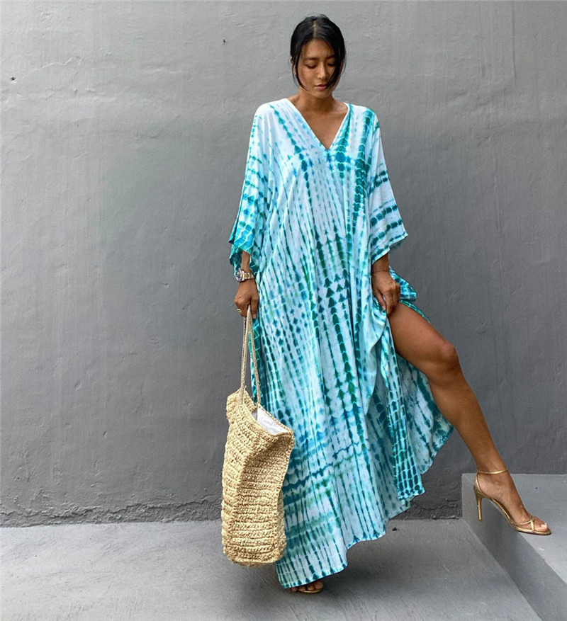 プラスサイズ女性用ビーチウェア、ロングビーチカバーアップ、カ - Cover Up Kaftan のレビューと価格