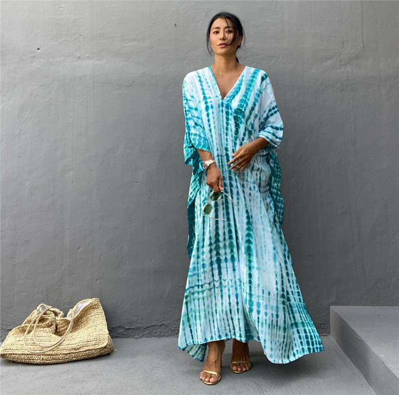 プラスサイズ女性用ビーチウェア、ロングビーチカバーアップ、カ - Cover Up Kaftan のレビューと価格