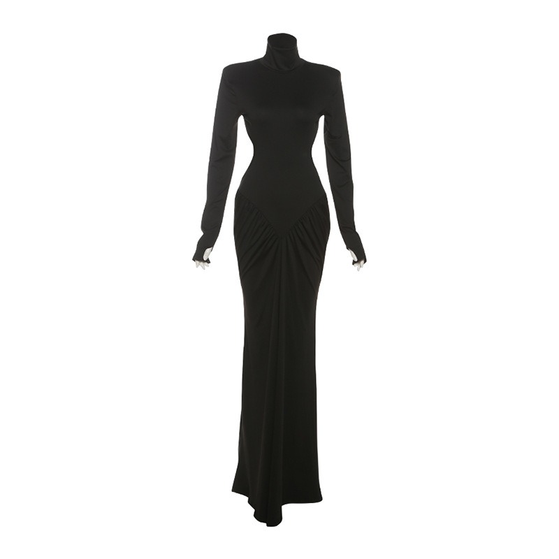 女性用バックレスロングドレス、タートルネック、イブニングパー - Maxi Dress Halter のレビューと価格