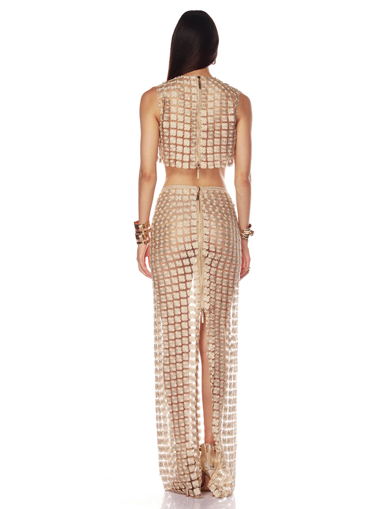 VC スタイリッシュなベージュのノースリーブ クロップド ト - Crop Top Crochet のレビューと価格