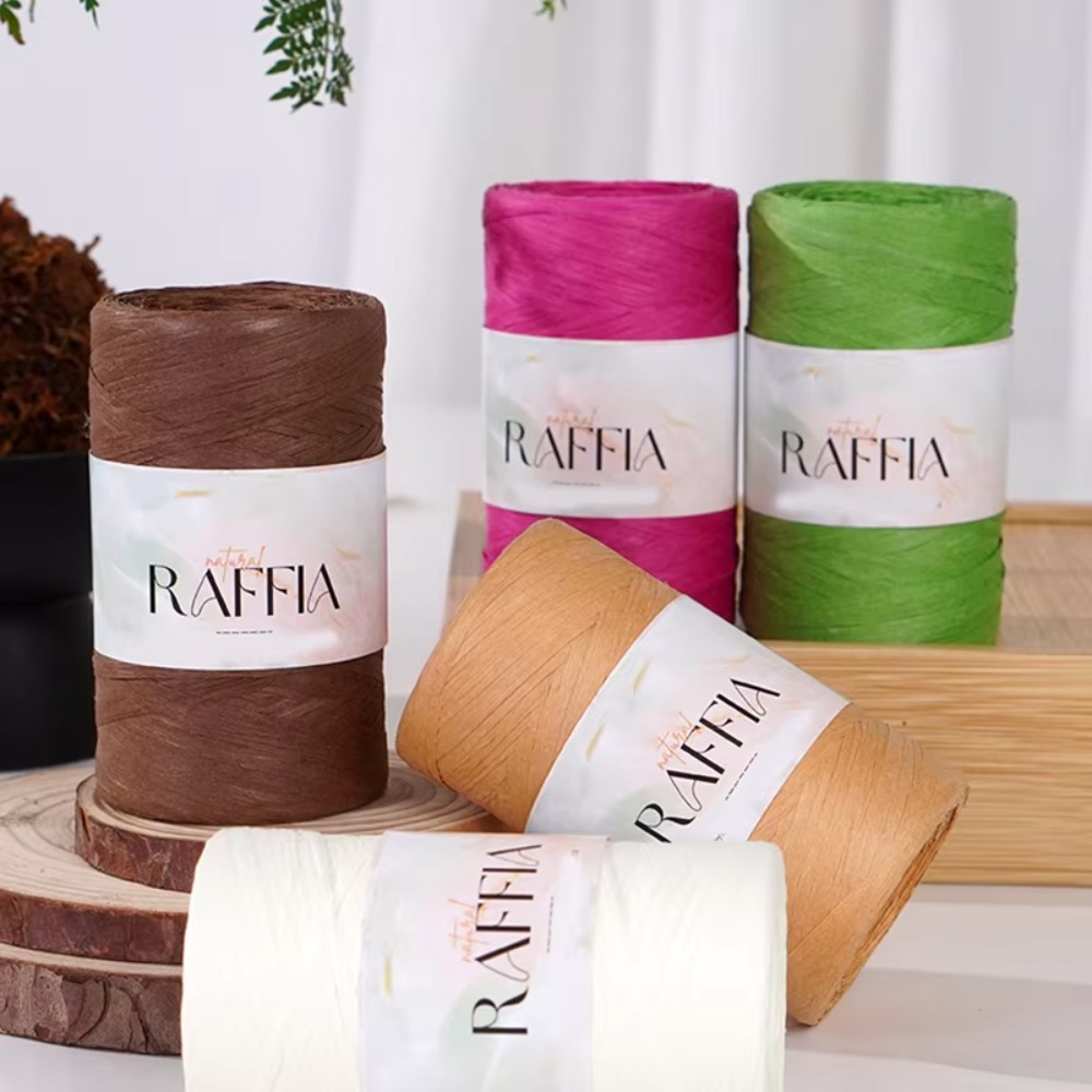 DIY多色ラフィア糸 DIY手編みラフィア草ロープかぎ針編み - Crochet Bag Raffia のレビューと価格