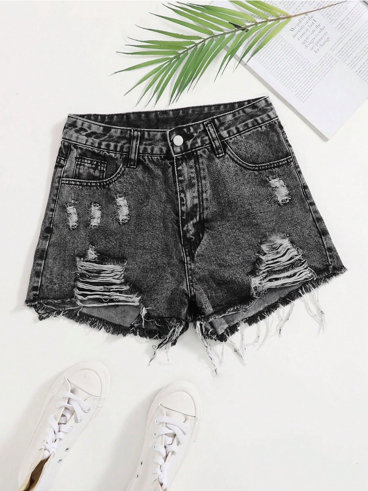 2026年ニューヴィンテージウォッシュドデニムショーツ レデ - Shorts Denim Frayed のレビューと価格