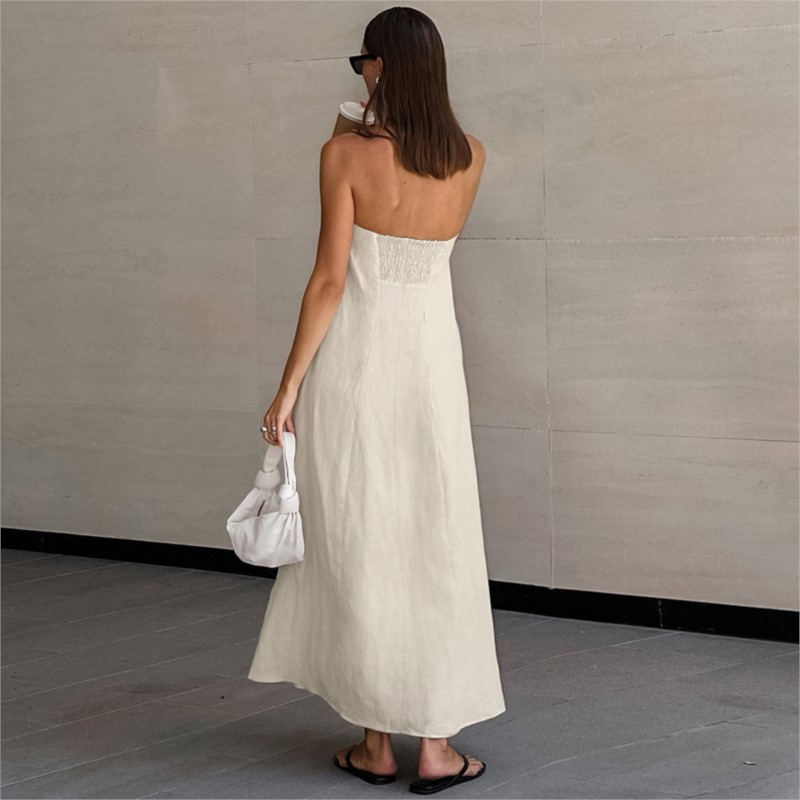 ファッションエレガントなシンプルなデザインのストラップレスコ - Linen Dress Wrap のレビューと価格