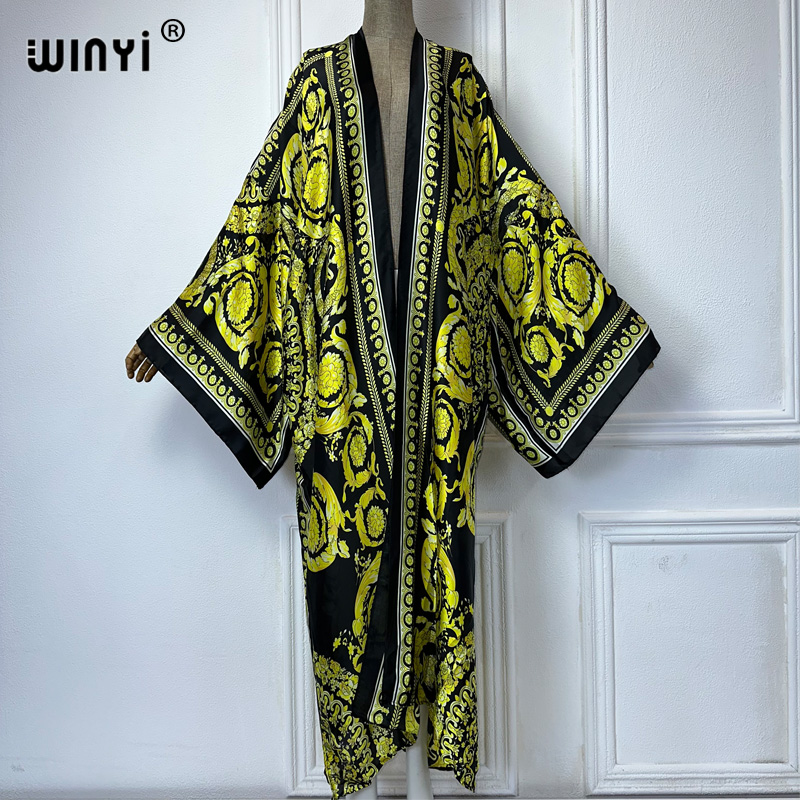 Winyi-ボヘミアンプリントの着物,女性用,カーディガン, - Cover Up Kaftan のレビューと価格