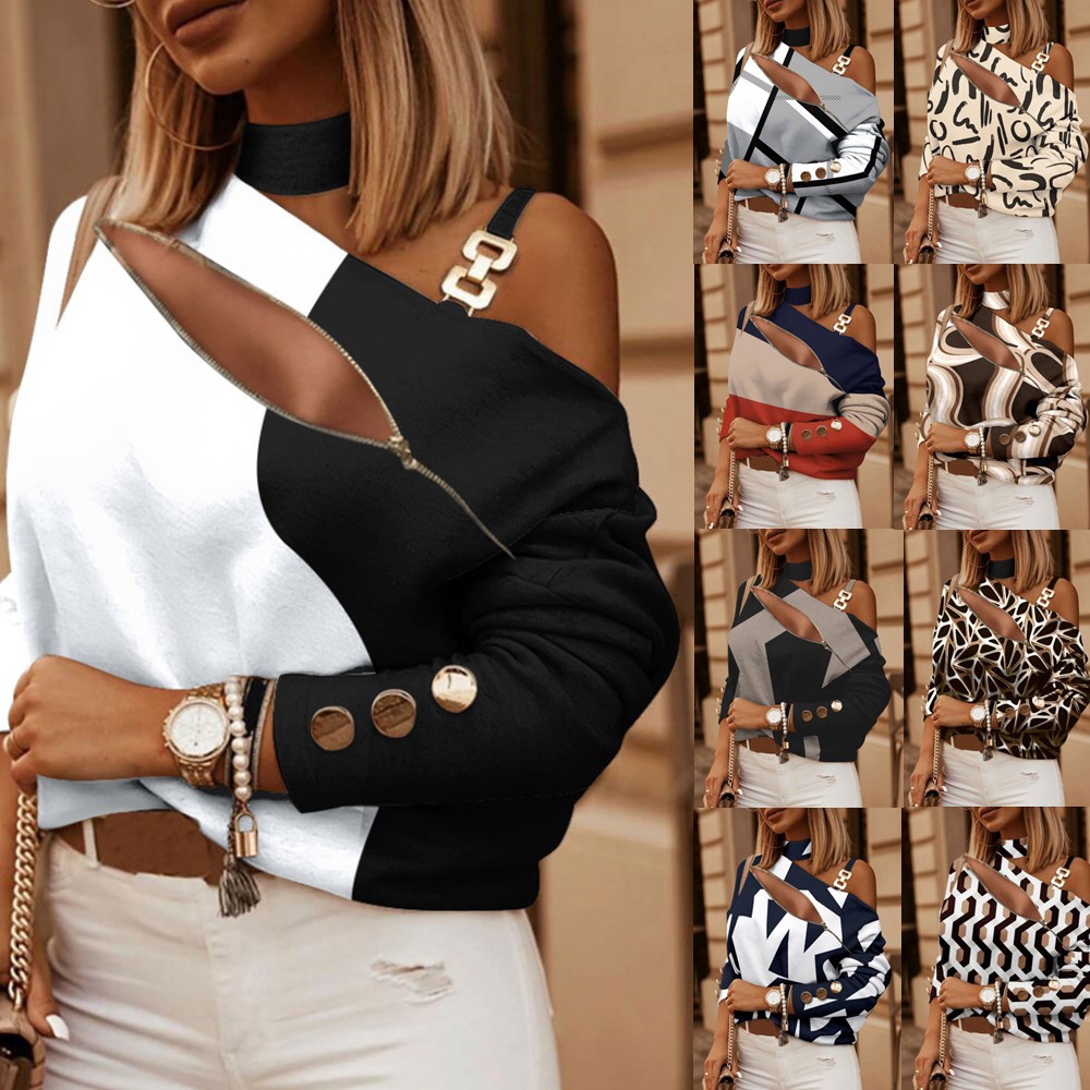 レディース オフショルダー ブラウス ボタンディテール チェ - Blouse Off Shoulder のレビューと価格