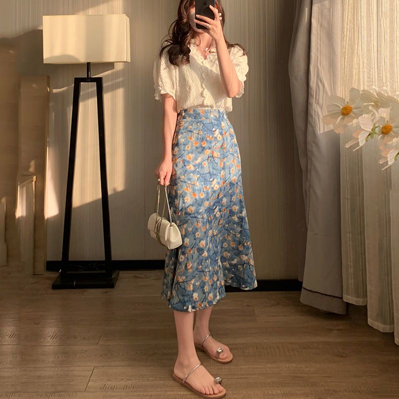レディースサマーツーピースセット レーストップと花柄ミディス - Midi Skirt Floral のレビューと価格