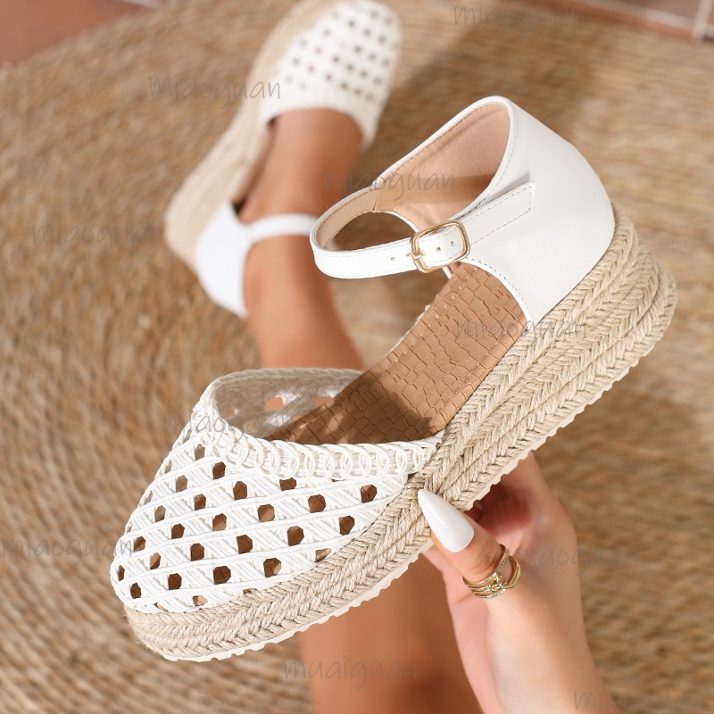 ボヘミアンスタイル レディース 中空編み込み エスパドリーユ - Wedge Espadrille Women のレビューと価格