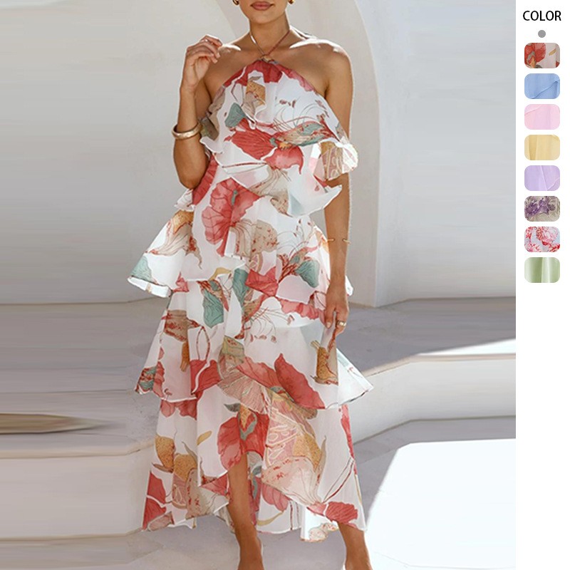 エレガントなパーティーマキシドレス シフォン オフショルダー - Maxi Dress Halter のレビューと価格