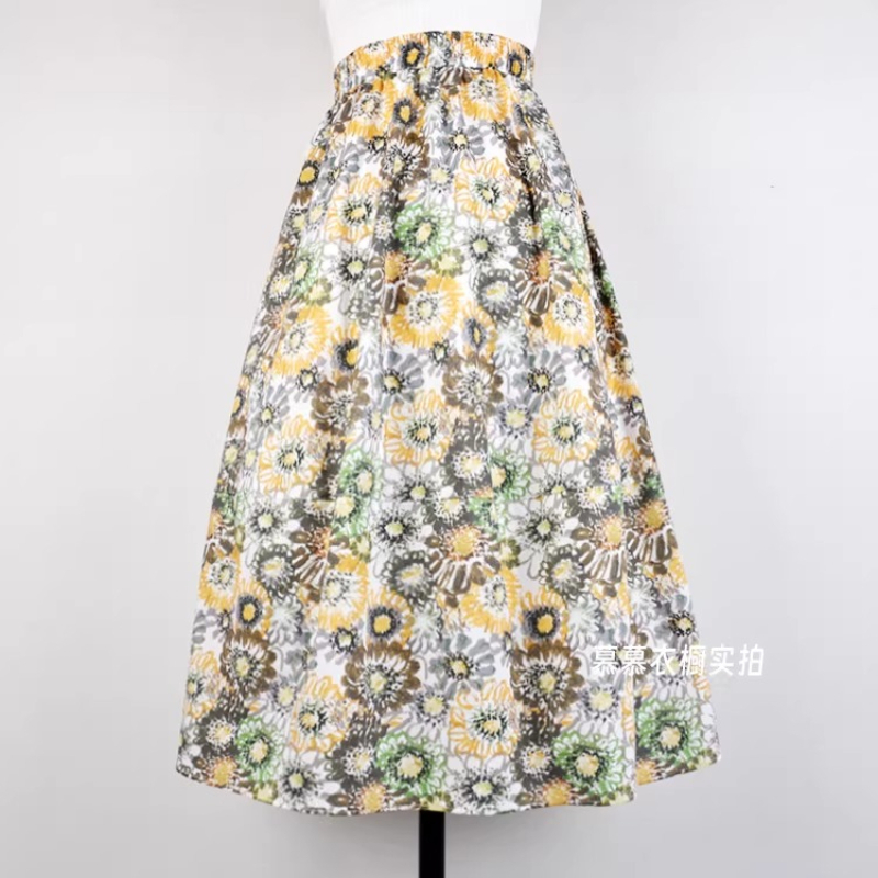 女性用花柄プリントゴムウエストミディスカート、ポケット付き、 - Midi Skirt Floral のレビューと価格