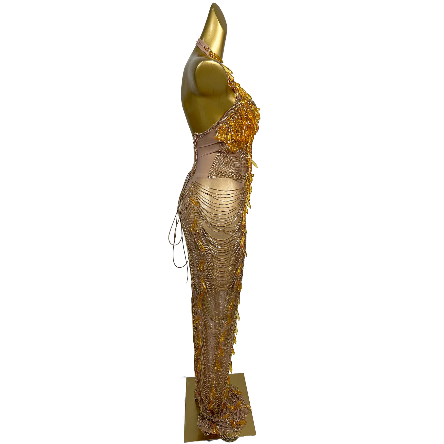 アイリシ レディース ラグジュアリー ゴールド クリスタル  - Maxi Dress Halter のレビューと価格