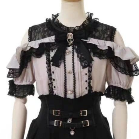 甘いキュートな女の子半袖トップス和風甘いブラウス 2025  - Blouse Off Shoulder のレビューと価格
