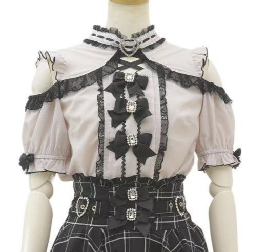 甘いキュートな女の子半袖トップス和風甘いブラウス 2025  - Blouse Off Shoulder のレビューと価格