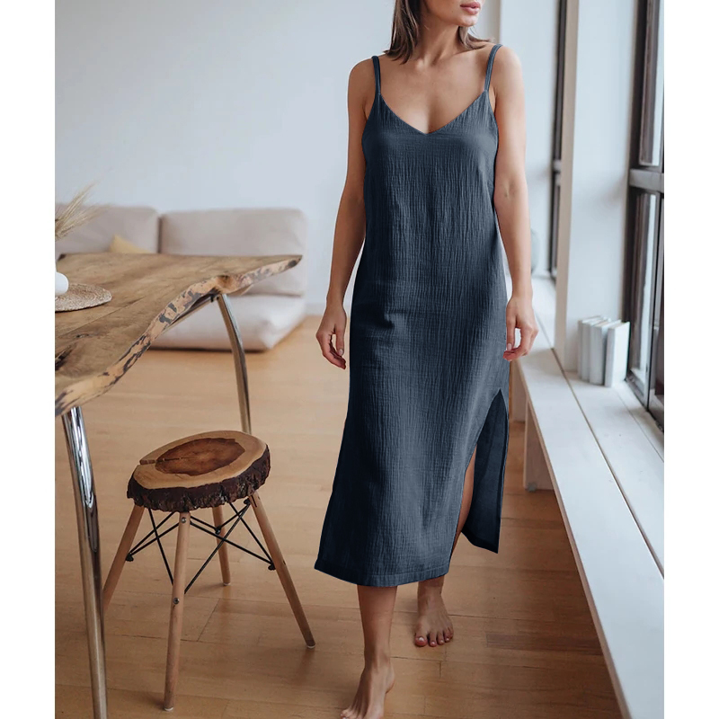 モスリン綿 100% ガーゼ女性のドレスセクシーな調節可能な - Linen Dress Wrap のレビューと価格
