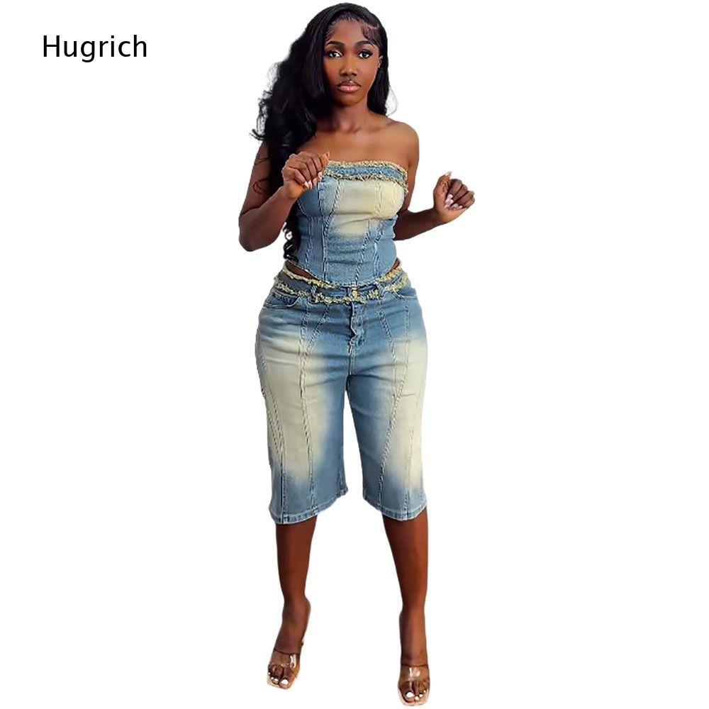 レディース ウォッシュド加工 ストラップレス クロップトップ - Shorts Denim Frayed のレビューと価格