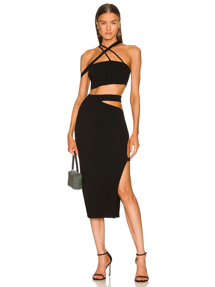 女性用包帯スーツ,2ピースセット,セクシー,タイト,カットア - Crop Top Crochet のレビューと価格