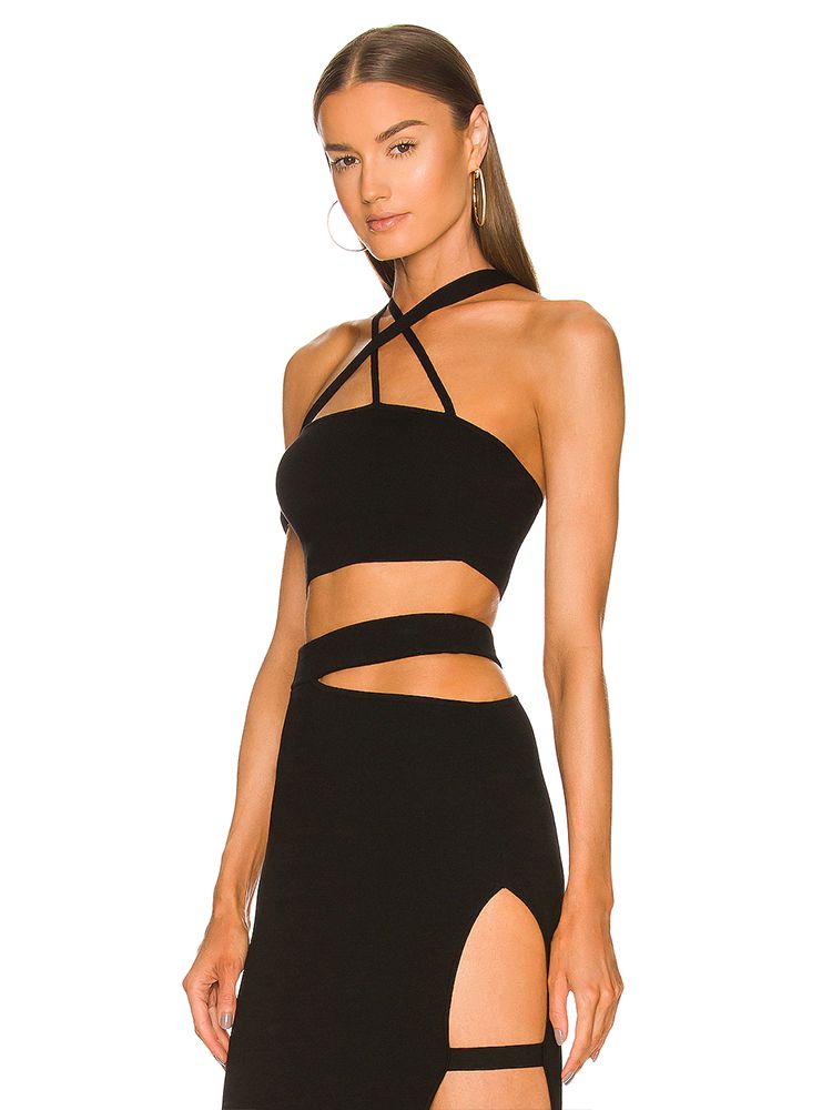 女性用包帯スーツ,2ピースセット,セクシー,タイト,カットア - Crop Top Crochet のレビューと価格
