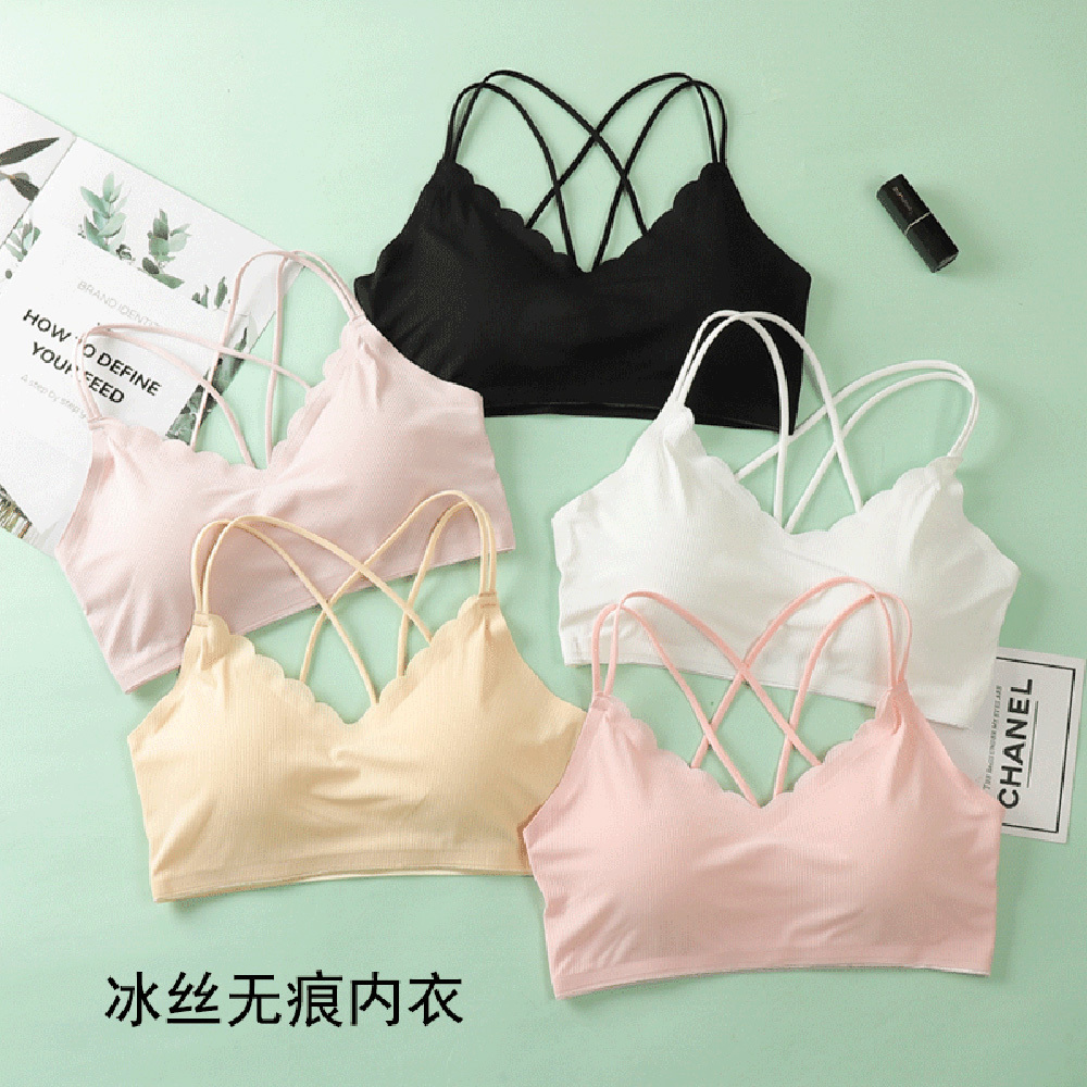 女性のためのセクシーな3Dスポーツブラ,シームレス,ストラッ - Bralette Triangle Set のレビューと価格
