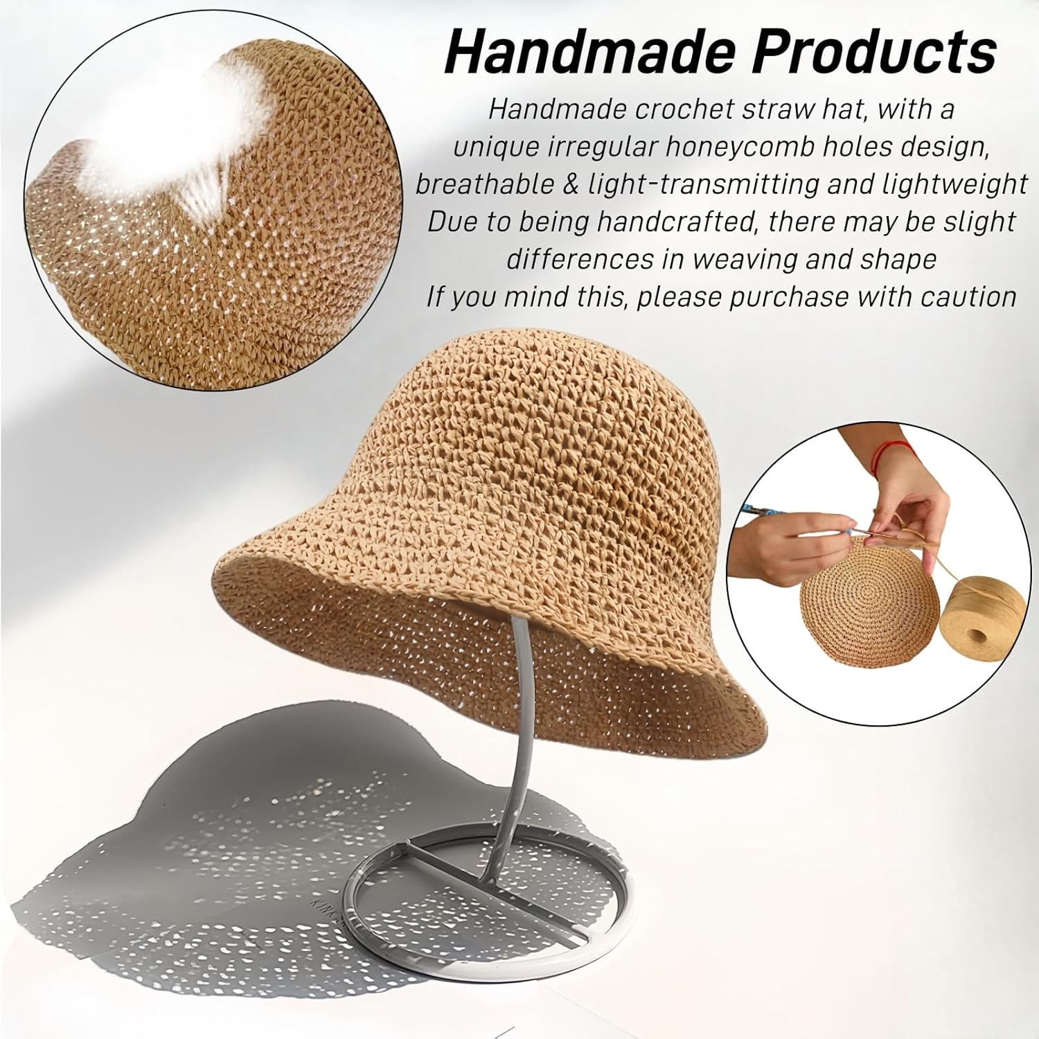 女性用折りたたみ式ビーチストローハット、夏用つば広パッカブル - Hat Floppy Wide のレビューと価格