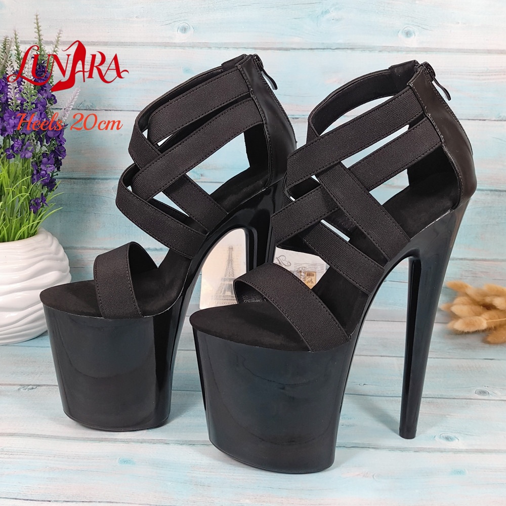 レディース 20cm/8インチ ブラック ストラップ付き ア - Sandal Strappy Heeled のレビューと価格