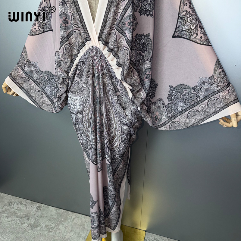 WINYI Vネックセクシードレスアラビア伝統柄女性用ホリデ - Cover Up Kaftan のレビューと価格