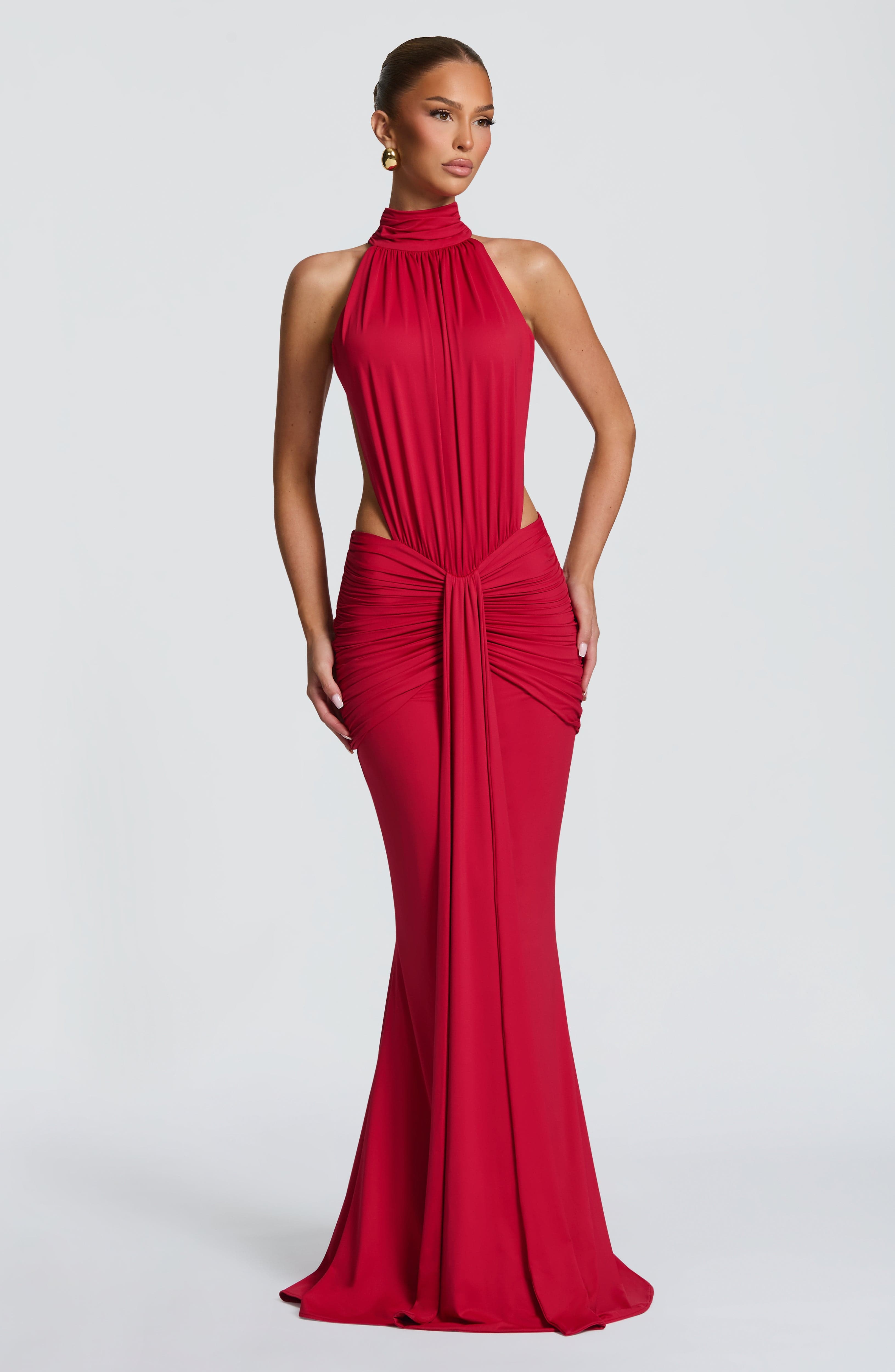 ホルターネックハイネックカットアウトウエストバックレスマキシ - Maxi Dress Halter のレビューと価格