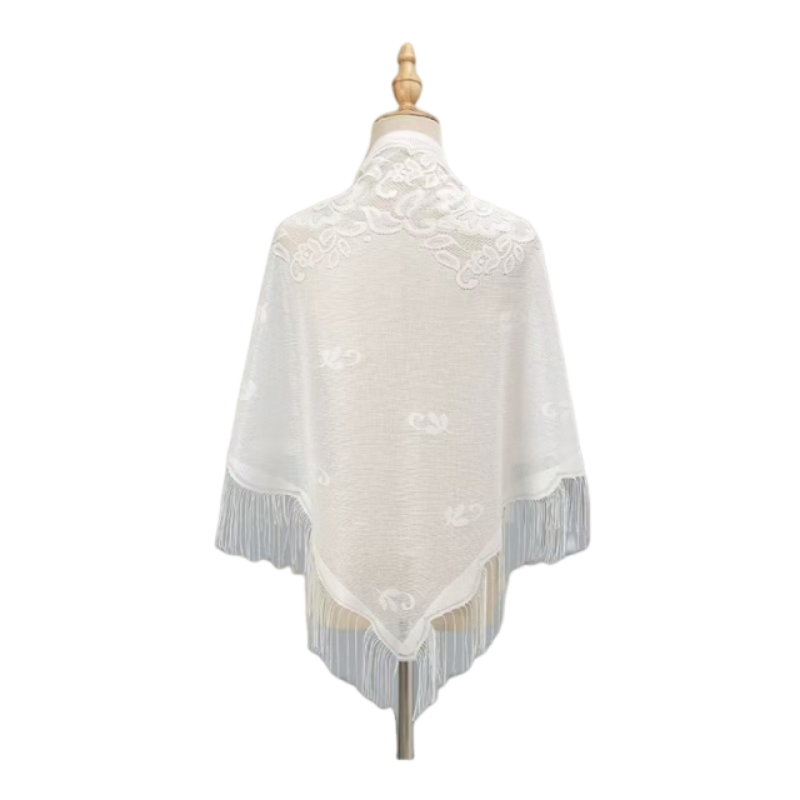 花柄レースショールラップ女性刺繍スカーフフリンジ付き薄手の着 - Kimono Sheer Floral のレビューと価格