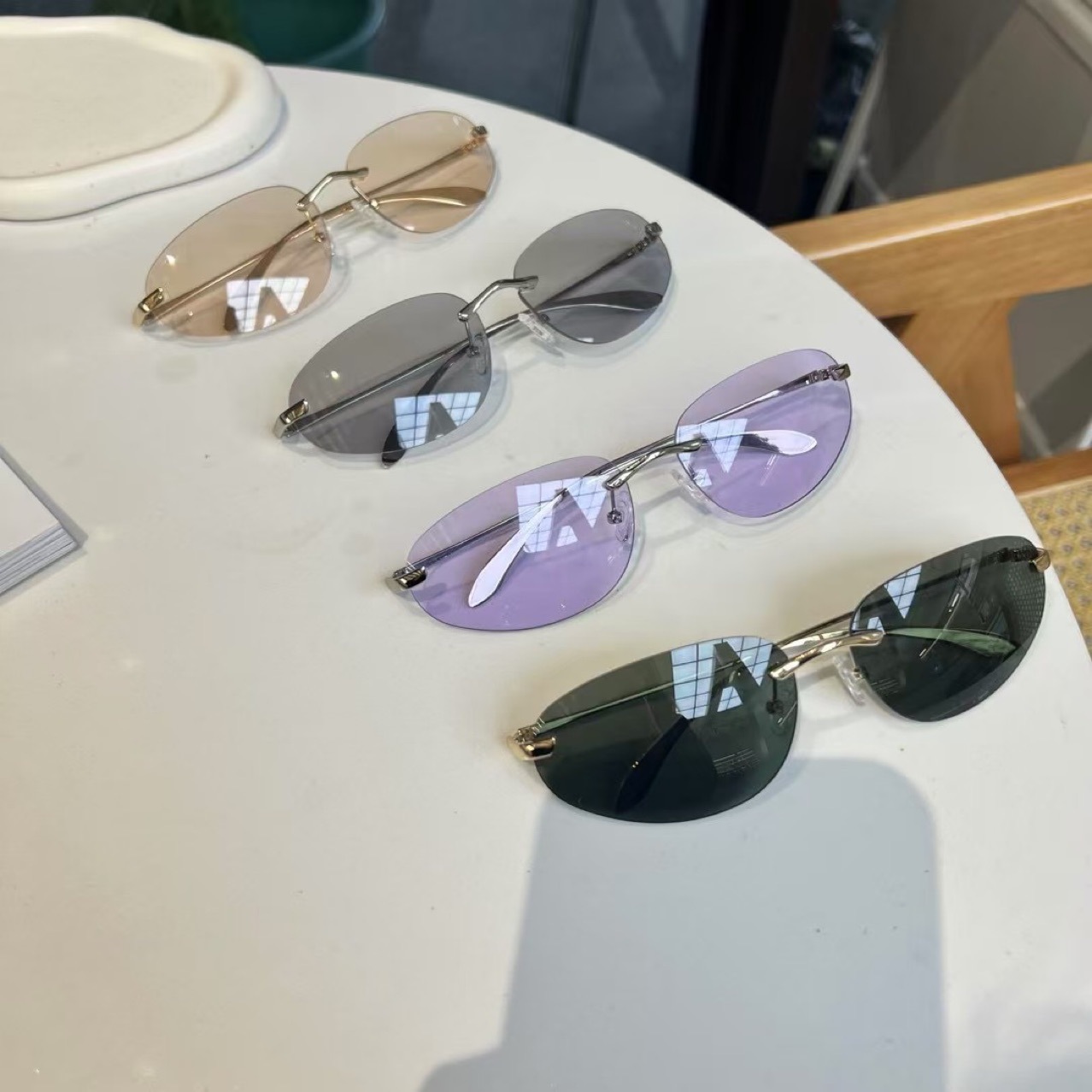 UV400 リムレスシェード、キャットアイミニマリストサング - Sunglasses Cat Eye のレビューと価格