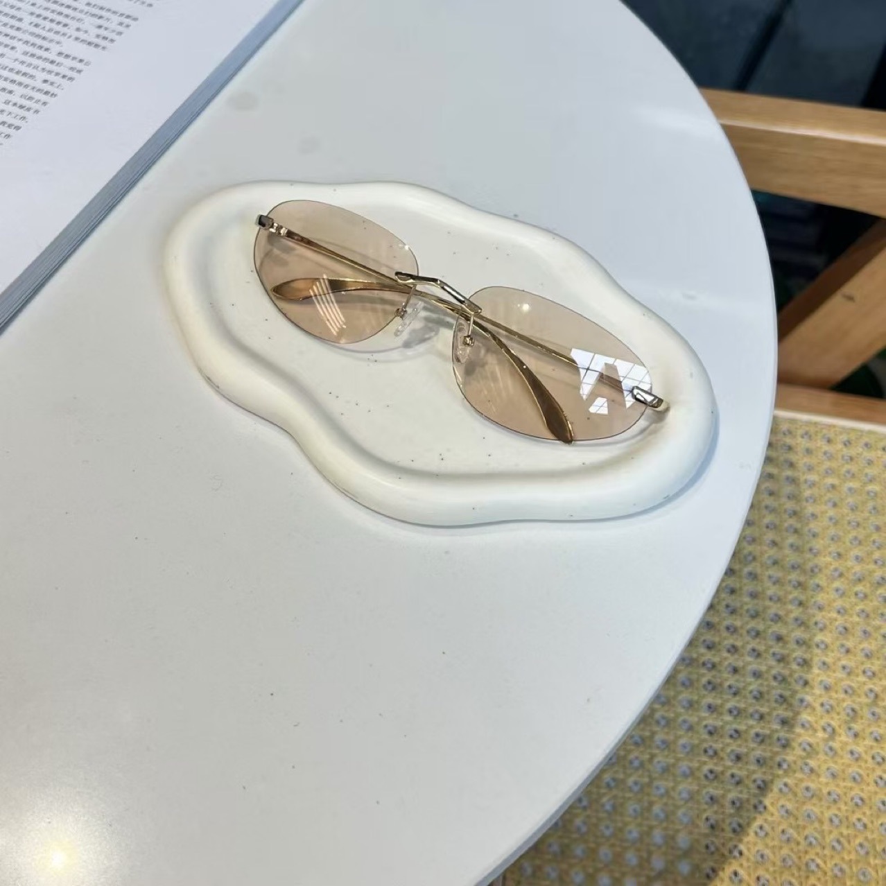 UV400 リムレスシェード、キャットアイミニマリストサング - Sunglasses Cat Eye のレビューと価格