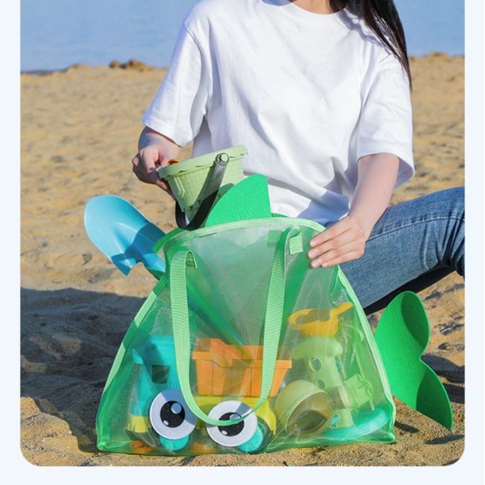 キッズメッシュビーチバッグ カラフルな漫画のサメ 動物 砂が - Tote Bag Beach のレビューと価格