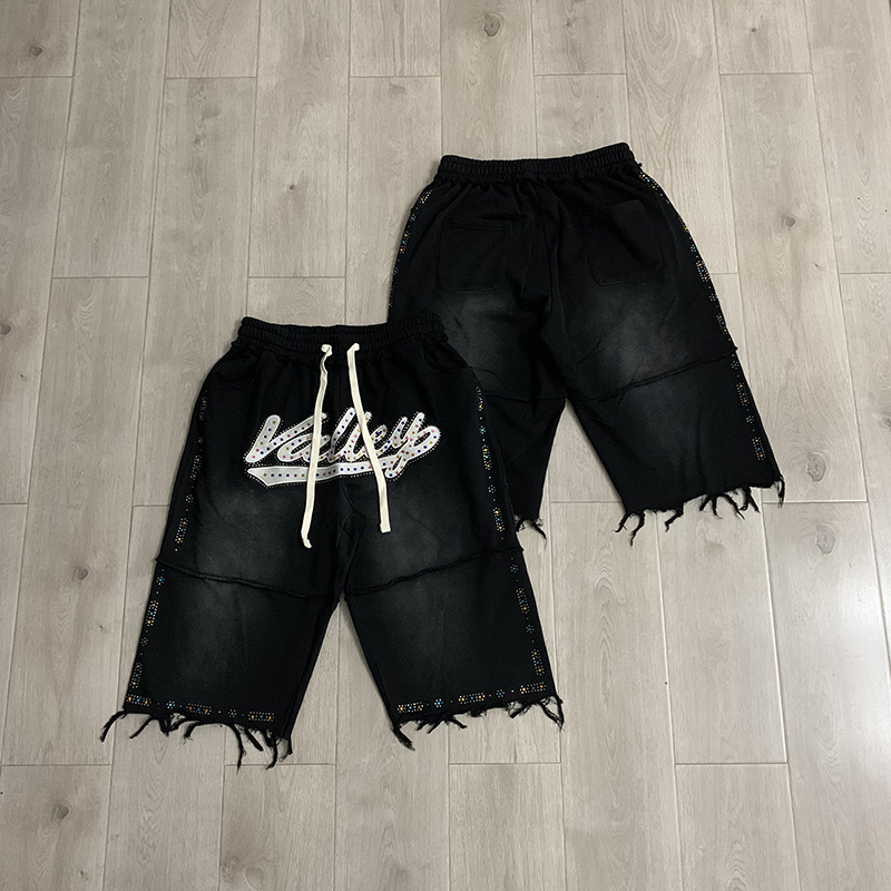 VALLEY メンズ ブラック ニーカジュアルショーツ ライ - Shorts Denim Frayed のレビューと価格