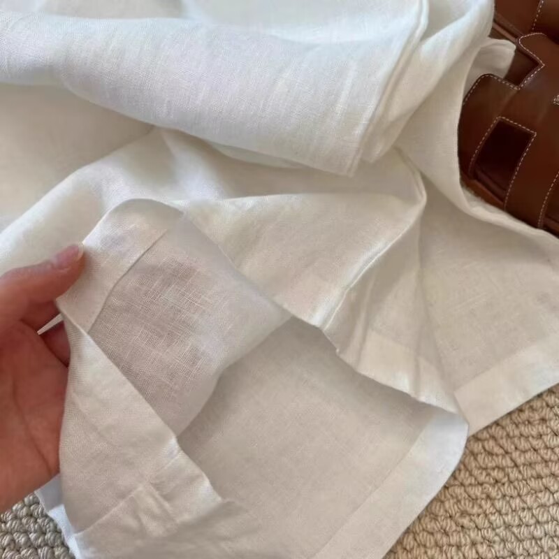 韓国白綿リネンワイドレッグパンツシャツセット女性のルーズファ - Linen Pant Wide のレビューと価格