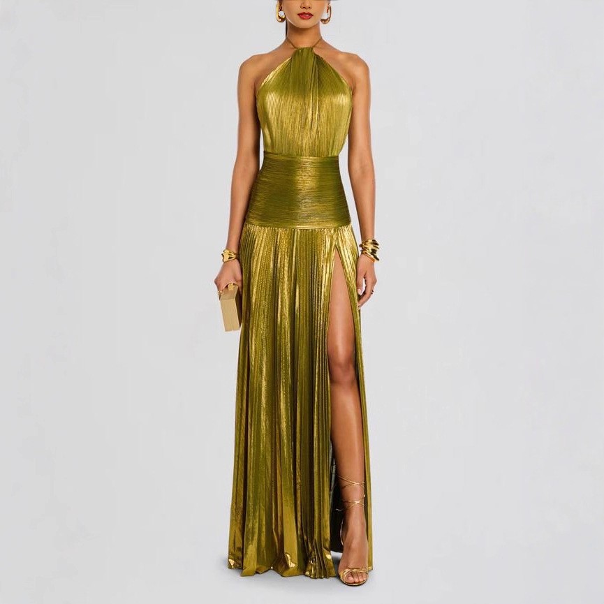 エレガントなパーティードレス ノースリーブ ロングドレス プ - Maxi Dress Halter のレビューと価格