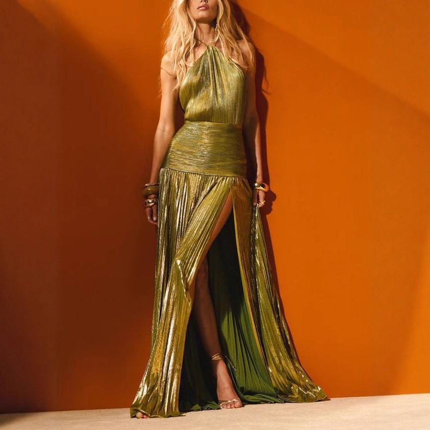 エレガントなパーティードレス ノースリーブ ロングドレス プ - Maxi Dress Halter のレビューと価格