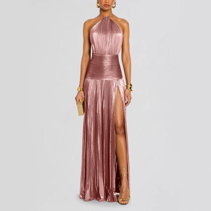 エレガントなパーティードレス ノースリーブ ロングドレス プ - Maxi Dress Halter のレビューと価格